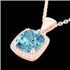 3.50 ctw Sky Blue Topaz & Micro VS/SI Diamond Necklace 14k Rose Gold - REF-31A4N