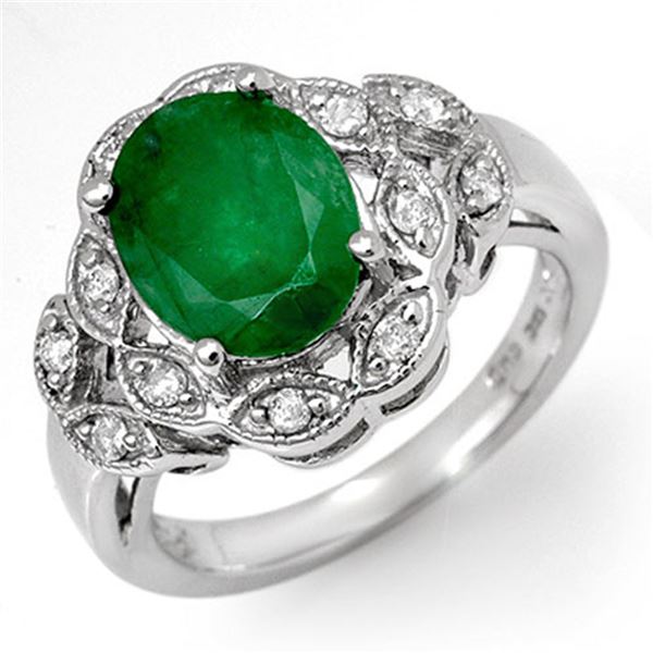 2.75 ctw Emerald & Diamond Ring 10k White Gold - REF-40Y9X