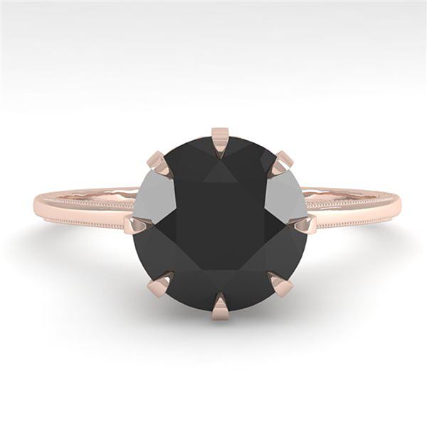 2.0 ctw Black Diamond Solitaire Vintage Ring 14k Rose Gold - REF-50H4R