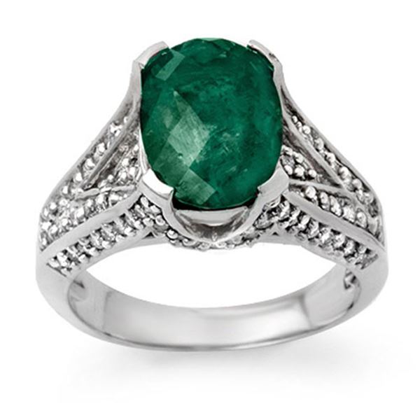 4.75 ctw Emerald & Diamond Ring 18k White Gold - REF-120H5R