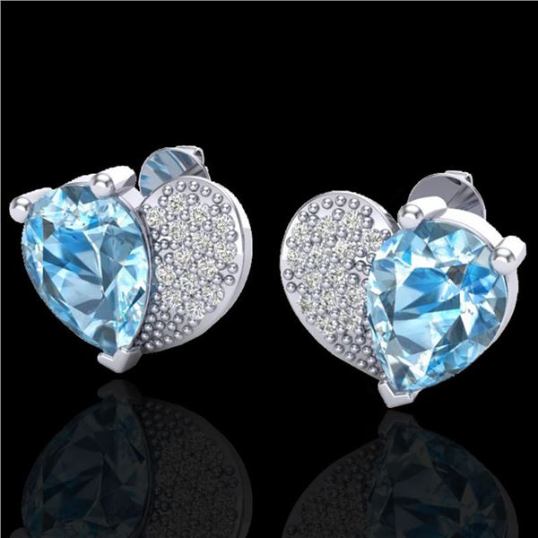 2.50 ctw Sky Blue Topaz & Micro Pave VS/SI Diamond Earrings 10k White Gold - REF-22Y5X