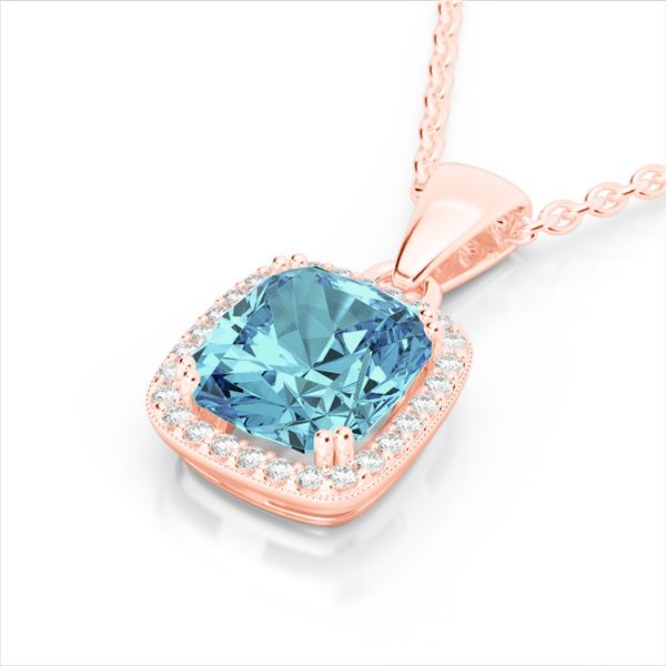 3.50 ctw Sky Blue Topaz & Micro VS/SI Diamond Necklace 14k Rose Gold - REF-31Y4X