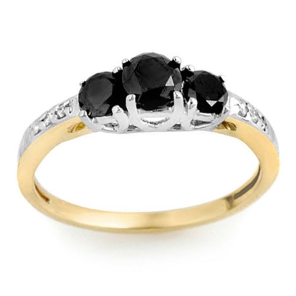 1.05 ctw VS Black & White Diamond Ring 2-Tone 14k 2-Tone Gold - REF-32H8R