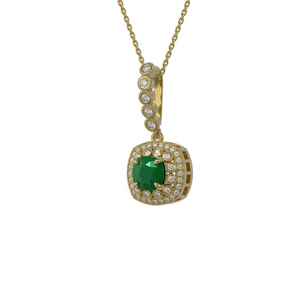 2.55 ctw Certified Emerald & Diamond Victorian Necklace 14K Yellow Gold - REF-100H2R