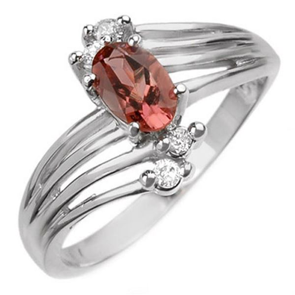 0.65 ctw Pink Tourmaline & Diamond Ring 10k White Gold - REF-17N2F