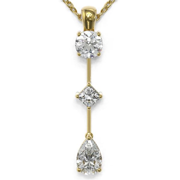 0.9 ctw Pear Cut Diamond Designer Necklace 18K Yellow Gold - REF-121F2M