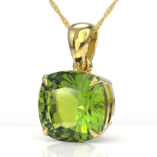 6 ctw Cushion Cut Peridot Designer Necklace 18k Yellow Gold - REF-49M6G