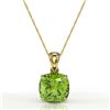 Image 2 : 6 ctw Cushion Cut Peridot Designer Necklace 18k Yellow Gold - REF-49M6G