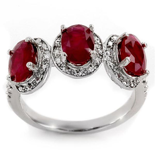 3.08 ctw Ruby & Diamond Ring 10k White Gold - REF-25Y9X