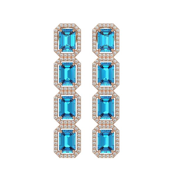 11.13 ctw Swiss Topaz & Diamond Micro Pave Halo Earrings 10k Rose Gold - REF-172K8Y