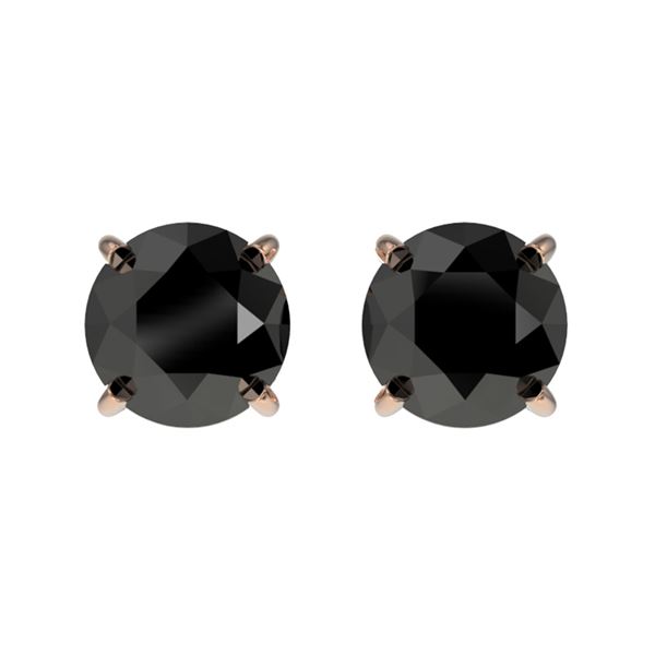 1.05 ctw Fancy Black Diamond Solitaire Stud Earrings 10k Rose Gold - REF-21W2H