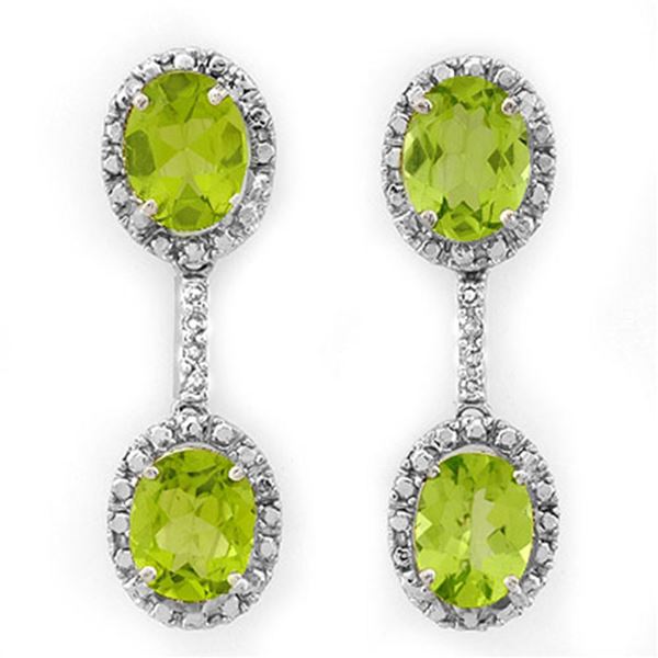 8.10 ctw Peridot & Diamond Earrings 10k White Gold - REF-52K8Y