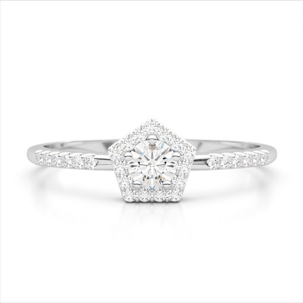 40 ctw Micro Pave VS/SI Diamond Halo Solitaire Ring 18k White Gold - REF-38A2N