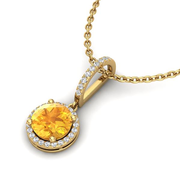 2 ctw Citrine & Micro Pave VS/SI Diamond Necklace 18k Yellow Gold - REF-42G4W