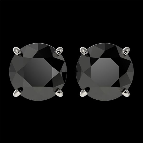 2.60 ctw Fancy Black Diamond Solitaire Stud Earrings 10k White Gold - REF-43H2R