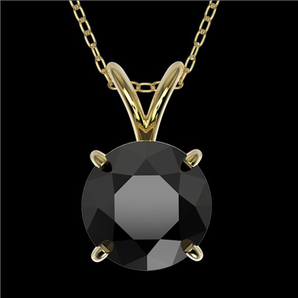 1.50 ctw Fancy Black Diamond Solitaire Necklace 10k Yellow Gold - REF-30G3W