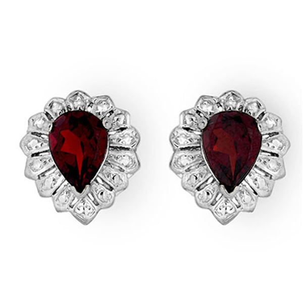 2.20 ctw Garnet Earrings 18k White Gold - REF-21N3F