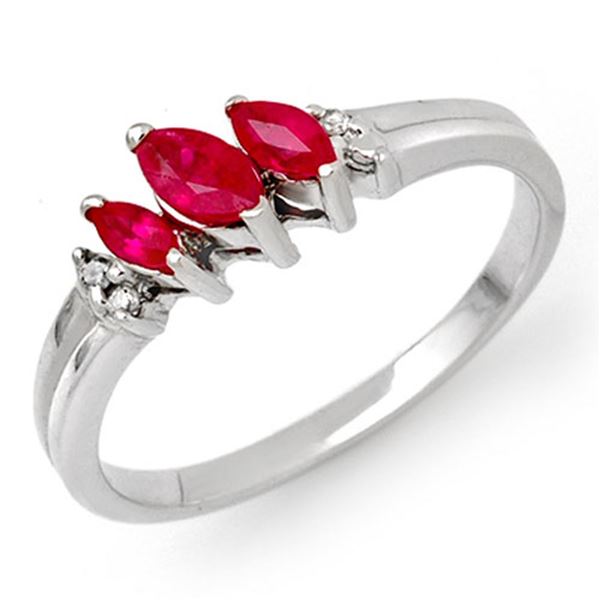 0.29 ctw Ruby & Diamond Ring 18k White Gold - REF-23K9Y