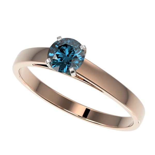 0.54 ctw Certified Intense Blue Diamond Engagment Ring 10k Rose Gold - REF-41G2W
