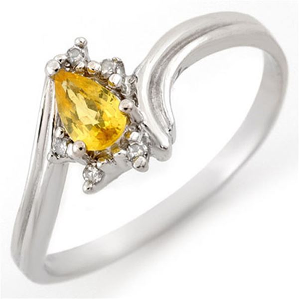 0.35 ctw Yellow Sapphire & Diamond Ring 10k White Gold - REF-12M3G