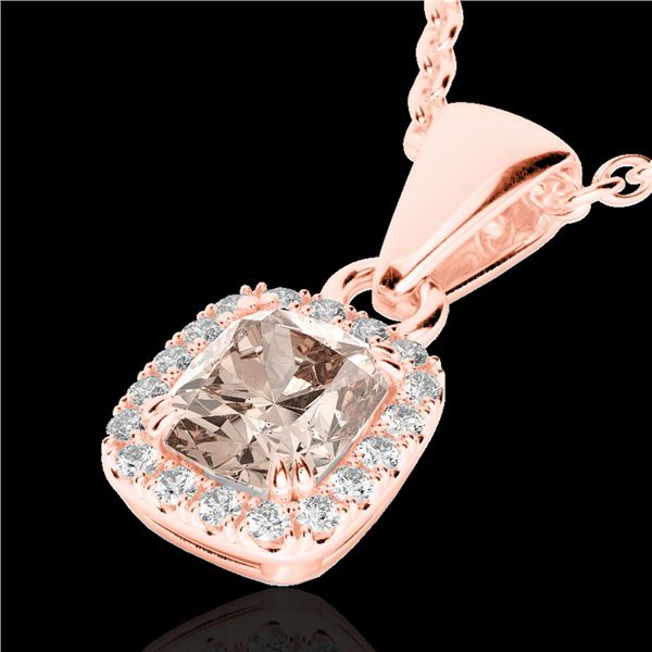 1.25 ctw Morganite & Micro Pave VS/SI Diamond Necklace 10k Rose Gold - REF-25Y9X