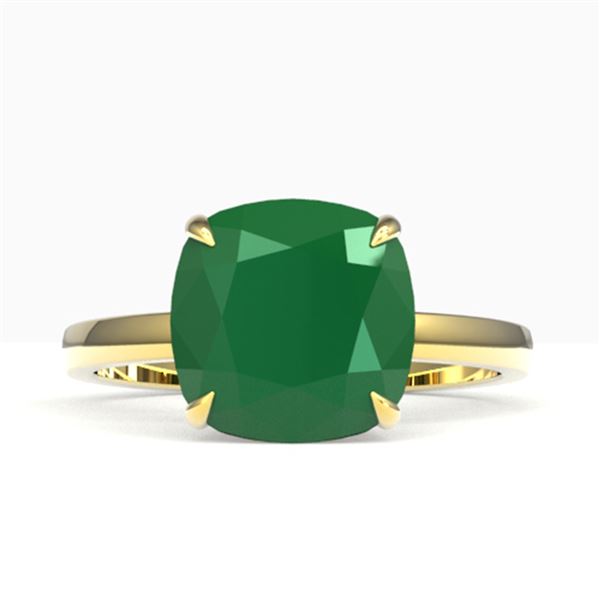 6 ctw Cushion Emerald Designer Engagment RNG 18k Yellow Gold - REF-55M2G