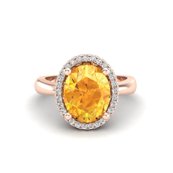 2.50 ctw Citrine & Micro Pave VS/SI Diamond Ring 14k Rose Gold - REF-29X2A