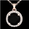 Image 2 : 2 ctw Halo VS/SI Diamond Micro Pave Necklace Solitaire 14k Rose Gold - REF-55W2H