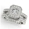 1.05 ctw Certified VS/SI Cushion Diamond 2pc Set Halo 14k White Gold - REF-128N2F