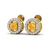 0.75 ctw Citrine & Micro Pave VS/SI Diamond Earrings Halo 18k Yellow Gold - REF-34R3K