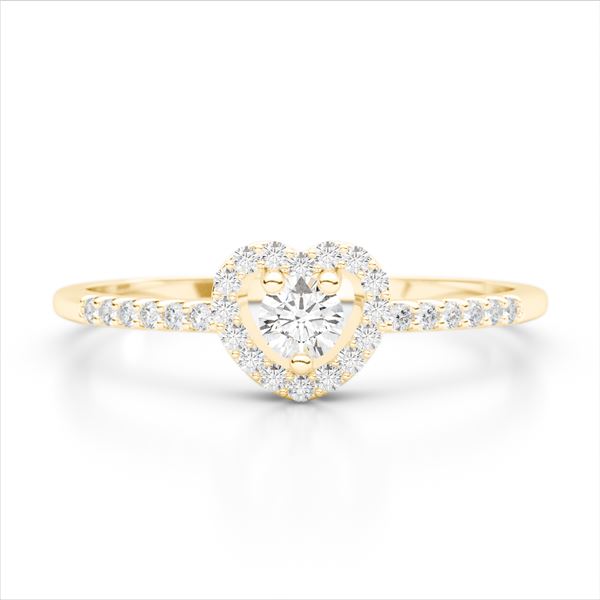 0.33 ctw Micro Pave VS/SI Diamond Heart Ring 18k Yellow Gold - REF-25H2R