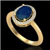 Image 2 : 2 ctw Sapphire & Micro Pave VS/SI Diamond Ring Halo 18k Yellow Gold - REF-40W9H