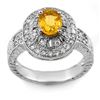 2.08 ctw Yellow Sapphire & Diamond Ring 14k White Gold - REF-87R3K