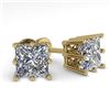 Image 1 : 1.0 ctw VS/SI Princess Diamond Stud Solitaire Earrings 18k Yellow Gold - REF-147K2Y
