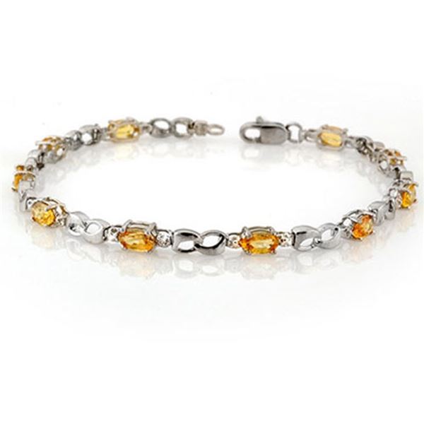3.51 ctw Yellow Sapphire & Diamond Bracelet 10k White Gold - REF-26F3M