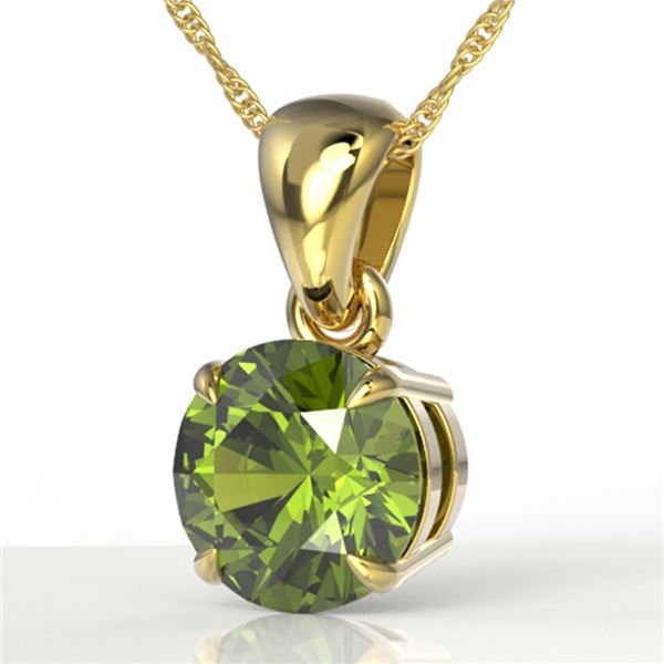 2 ctw Green Tourmaline Designer Solitaire Necklace 18k Yellow Gold - REF-34F3M