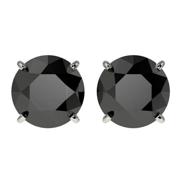3.70 ctw Fancy Black Diamond Solitaire Stud Earrings 10k White Gold - REF-60A3N