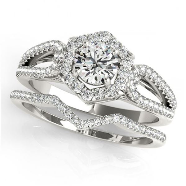 1.07 ctw Certified VS/SI Diamond 2pc Wedding Set Halo 14k White Gold - REF-106K5Y