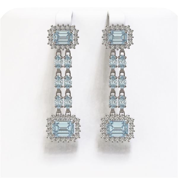 11.04 ctw Sky Topaz & Diamond Earrings 14K White Gold - REF-190M9G