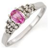 Image 1 : 0.74 ctw Pink Sapphire & Diamond Ring 10k White Gold - REF-16H5R