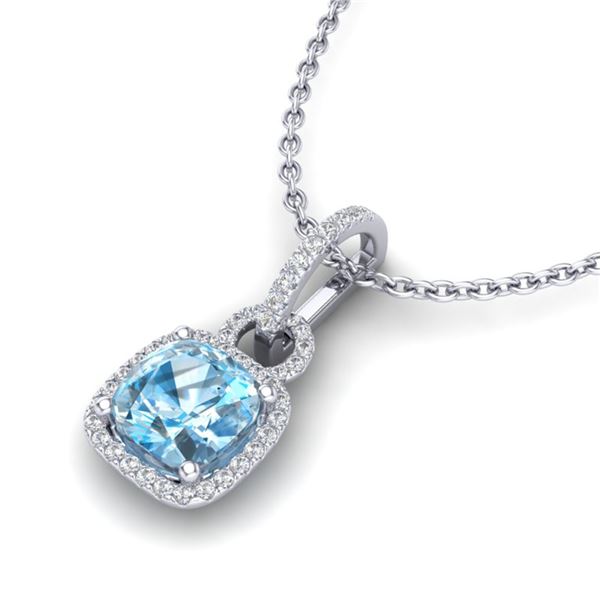 3.50 ctw TOPAZ & Micro VS/SI Diamond Certified Necklace 18k White Gold - REF-52X3A