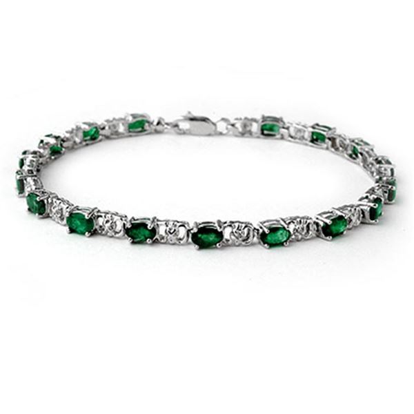 5.02 ctw Emerald & Diamond Bracelet 14k White Gold - REF-80F9M