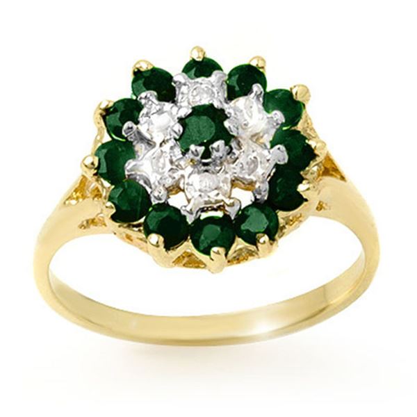 1.02 ctw Emerald & Diamond Ring 10k Yellow Gold - REF-20K5Y