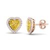 Image 2 : 2 ctw Citrine & Micro Pave VS/SI Diamond EARRRING Heart 14k Rose Gold - REF-38W2H