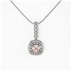 Image 2 : 2.15 ctw Morganite & Diamond Victorian Necklace 14K White Gold - REF-86F8M