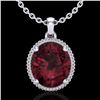11 ctw Garnet & Micro Pave VS/SI Diamond Necklace 18k White Gold - REF-55G2W