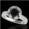 Image 1 : 1.5 ctw Certified VS Black Diamond Solitaire Halo Ring 10k White Gold - REF-53M2G