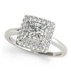 0.8 ctw Certified VS/SI Princess Diamond Halo Ring 18k White Gold - REF-100A9N