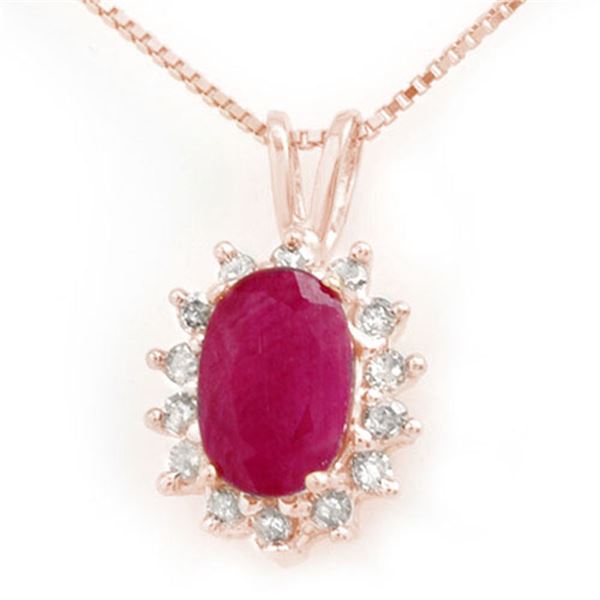 1.90 ctw Ruby & Diamond Pendant 14k Rose Gold - REF-24A5N