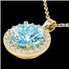 Image 1 : 2 ctw Sky Topaz & VS/SI Diamond Micro Pave Necklace 18k Yellow Gold - REF-30W8H